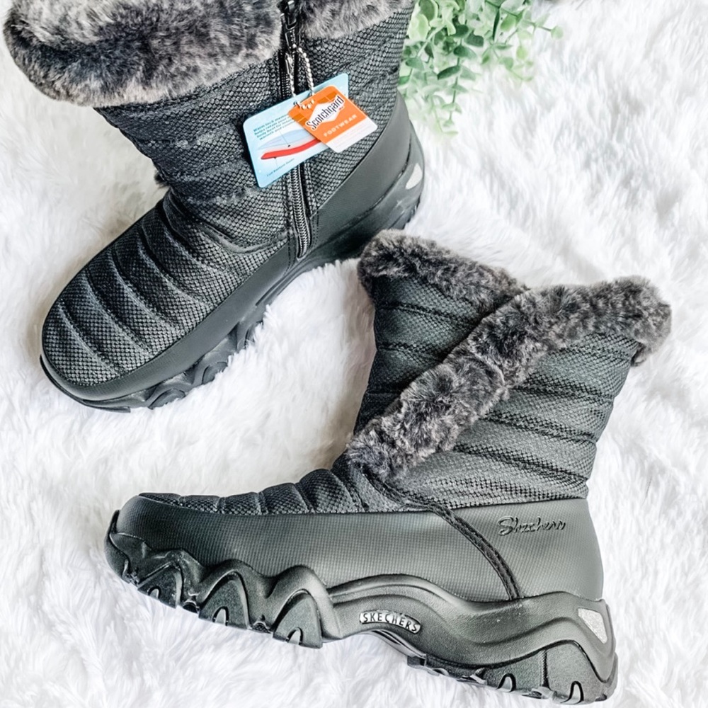 Sketcher’s | Black & Grey Furry Boots NWT Size 6.5